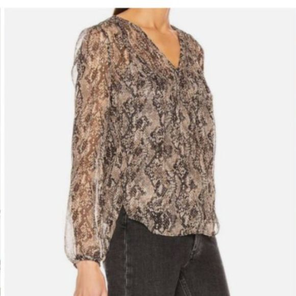 Veronica Beard Lowell Snake Print Silk Blouse - Picture 3 of 13